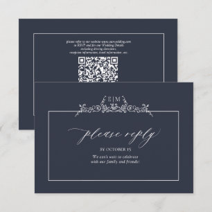 Hochzeit der blauen Blumenrinde RSVP Karte