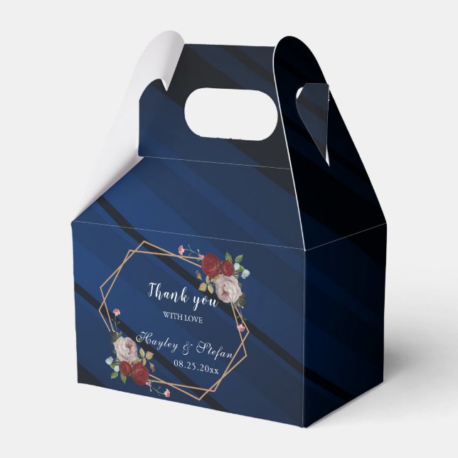 Hochzeit der Blauen Burgund Blush Pink Floral Geschenkschachtel (Vorderseite)