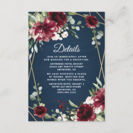 Hochzeit der Blauen Burgund Blush Pink Gold Floral Begleitkarte