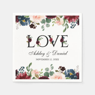 Hochzeit der blauen Burgunder-Liebe Serviette
