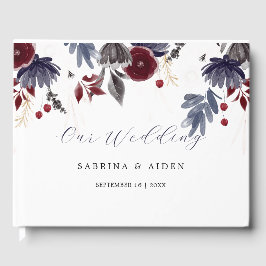Hochzeit der Blauen Burgundy Rot Gothic Gästebuch