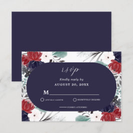 Hochzeit der Blauen Burgundy Rot Gothic RSVP Karte