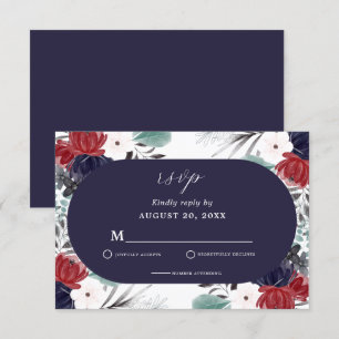 Hochzeit der Blauen Burgundy Rot Gothic RSVP Karte