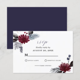 Hochzeit der Blauen Burgundy Rot Gothic RSVP Karte