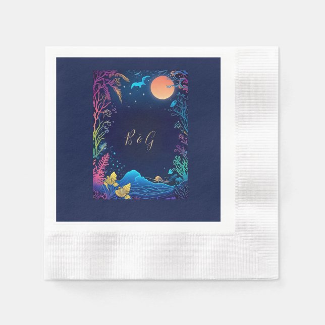 Hochzeit der blauen Küste Serviette (Vorderseite)