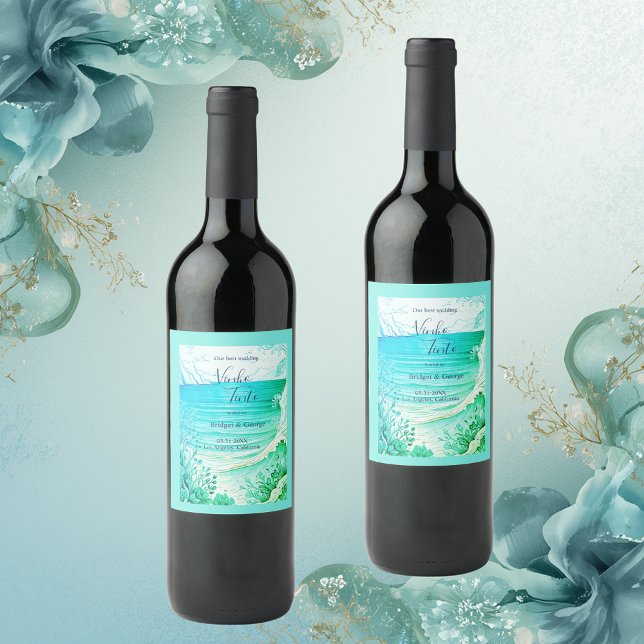 Hochzeit der blauen Küste Weinetikett (Von Creator hochgeladen)