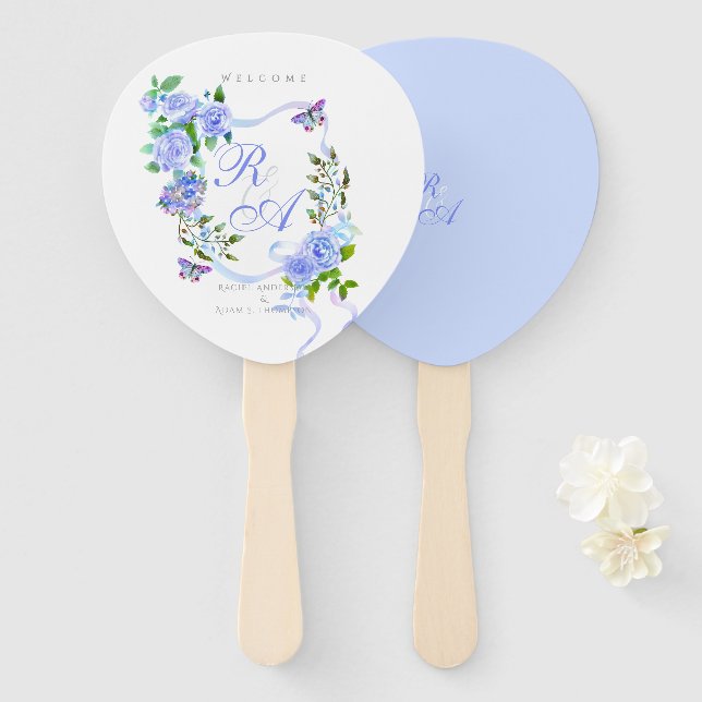 Hochzeit der Blauen Rose Fächer (Vorne und Hinten)