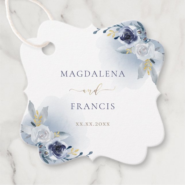 Hochzeit der blauen Rose Geschenkanhänger (Vorderseite)