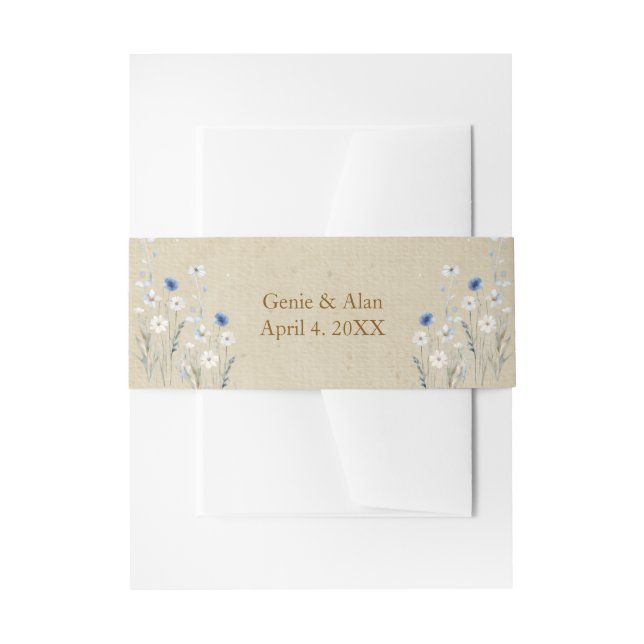Hochzeit der blauen Wildblume Einladungsbanderole (Vorderseite Beispiel)