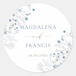 Hochzeit der blauen Wildblumen Runder Aufkleber