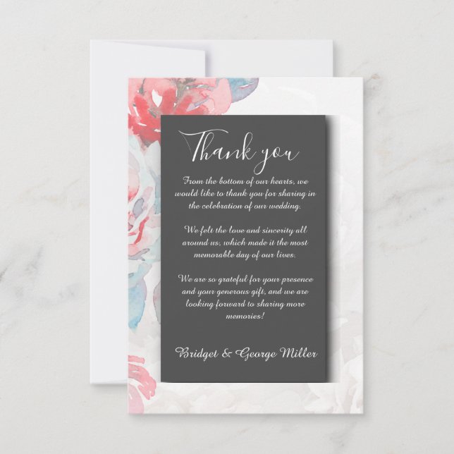 Hochzeit der blorfarbenen Wildblume Dankeskarte (Vorderseite)