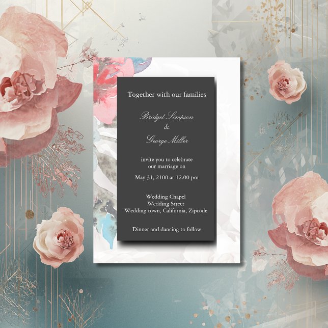 Hochzeit der blühenden Rose "Black Onyx" Einladung (Von Creator hochgeladen)