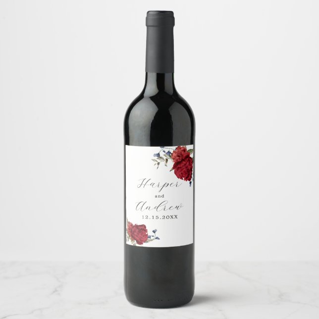 Hochzeit der Blume des Burgund Weinetikett (Vorderseite)