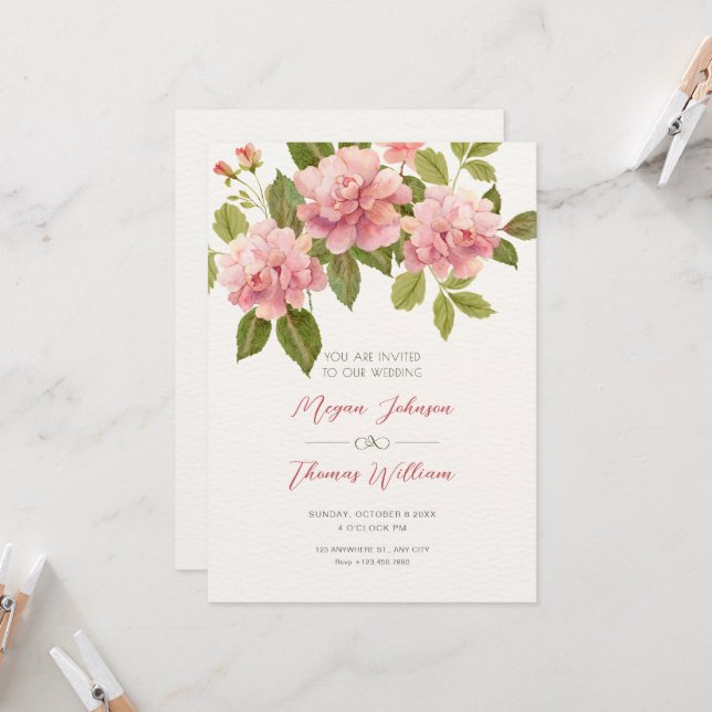 Hochzeit der Blume Einladung (Vorderseite/Rückseite Beispiel)
