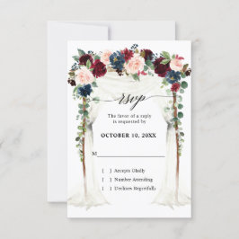 Hochzeit der Blush Navy Blumengestelle in Burgund RSVP Karte