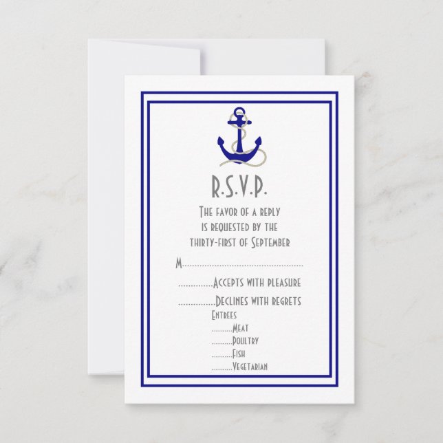 Hochzeit der Bootsanker RSVP Karte (Vorderseite)