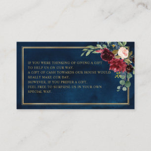 Hochzeit der Burgund-Floral-Marine wünscht sich gu Begleitkarte