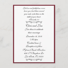 Hochzeit der Deep Red Elegant Bible Scripture Einladung