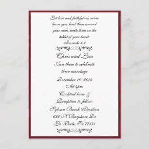 Hochzeit der Deep Red Elegant Bible Scripture Einladung