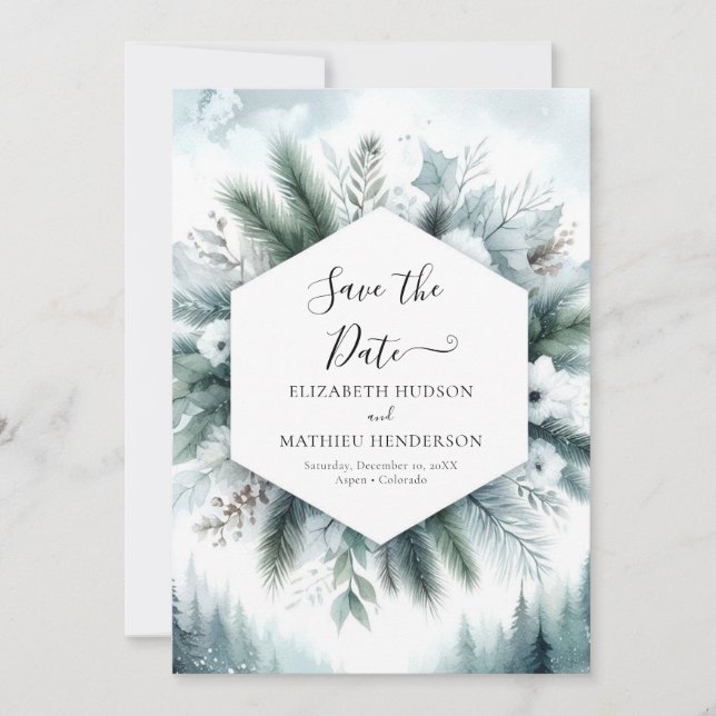 Hochzeit der digitalen Pine Save The Date (Vorderseite)