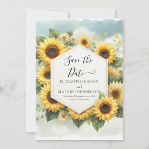 Hochzeit der digitalen Whimsical-Sonnenblume Save The Date