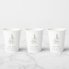 Hochzeit der eleganten botanischen Blumenzettel Pappbecher