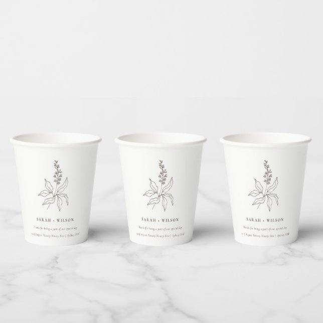 Hochzeit der eleganten botanischen Blumenzettel Pappbecher (Multi)