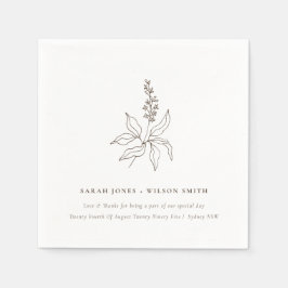 Hochzeit der eleganten botanischen Blumenzettel Serviette