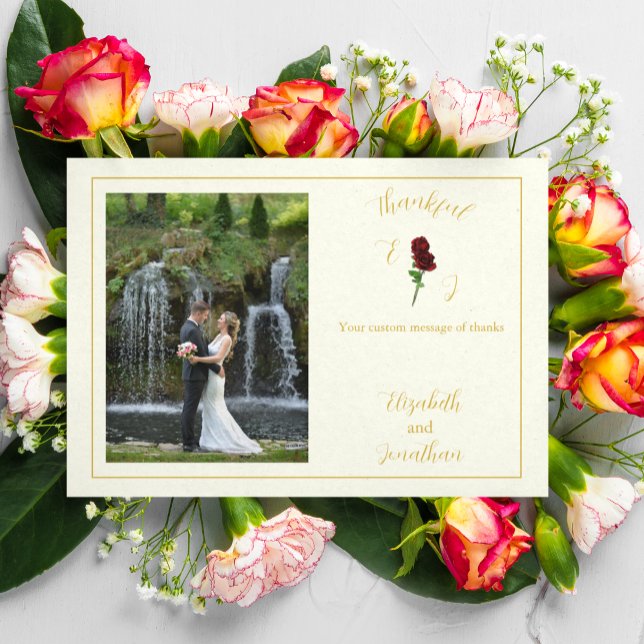 Hochzeit der Elfenbeingoldene Rose Dankeskarte (Von Creator hochgeladen)