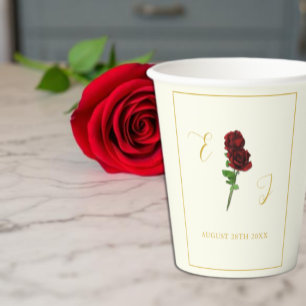 Hochzeit der Elfenbeingoldene Rose Pappbecher