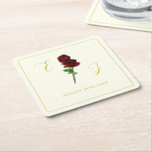 Hochzeit der Elfenbeingoldene Rose Rechteckiger Pappuntersetzer