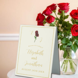 Hochzeit der Elfenbeingoldene Rose Tischaufsteller