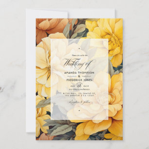 Hochzeit der Erdtöne und der kanarisch-gelben Flor Einladung