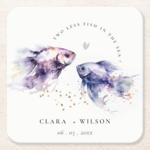 Hochzeit der Fischküste von Lilac Rechteckiger Pappuntersetzer