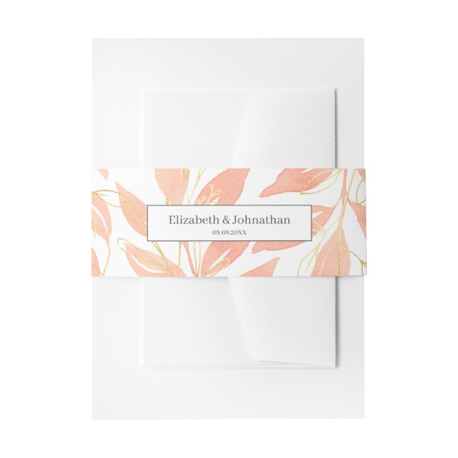 Hochzeit der Flora und Fauna in Gold Peach Einladungsbanderole (Vorderseite Beispiel)