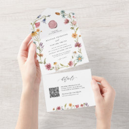 Hochzeit der Gartenflora-Wildblume All In One Einladung