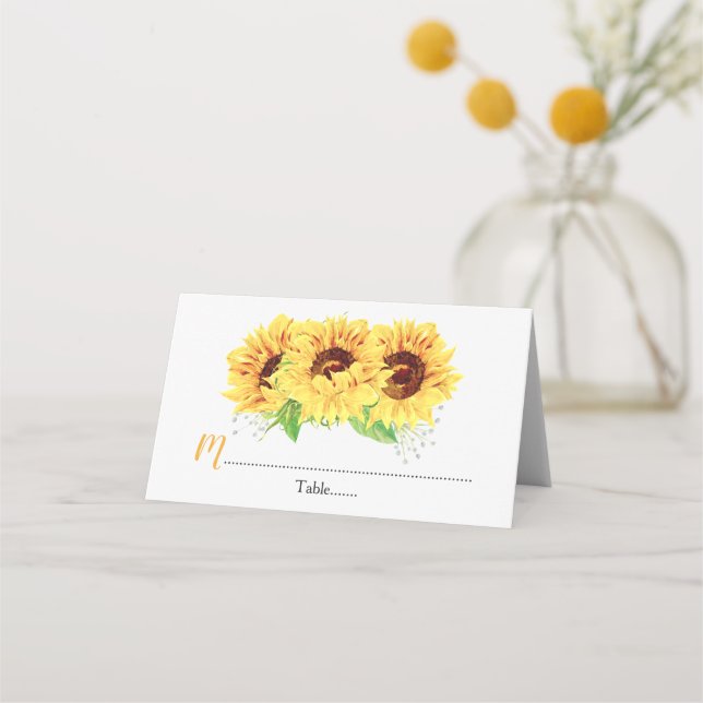 Hochzeit der Gelbblütenblume Platzkarte (Vorderseite)