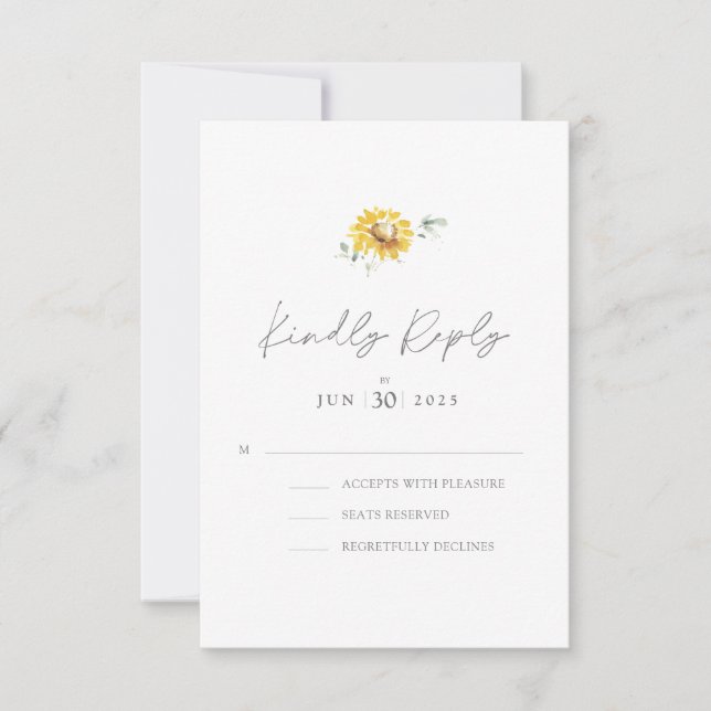 Hochzeit der Gelbblütenblume RSVP Karte (Vorderseite)