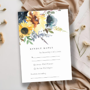 Hochzeit der gelben Marineblacht RSVP Karte
