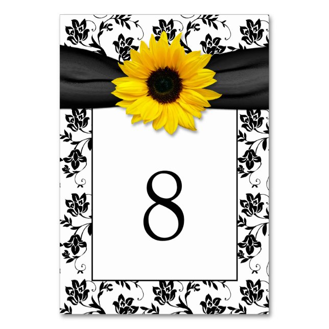 Hochzeit der Gelben schwarzen Damaske Tischnummer (Vorderseite)