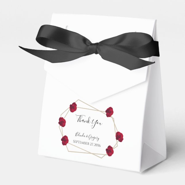 Hochzeit der geometrischen Rote Rose Geschenkschachtel (Vorderseite)
