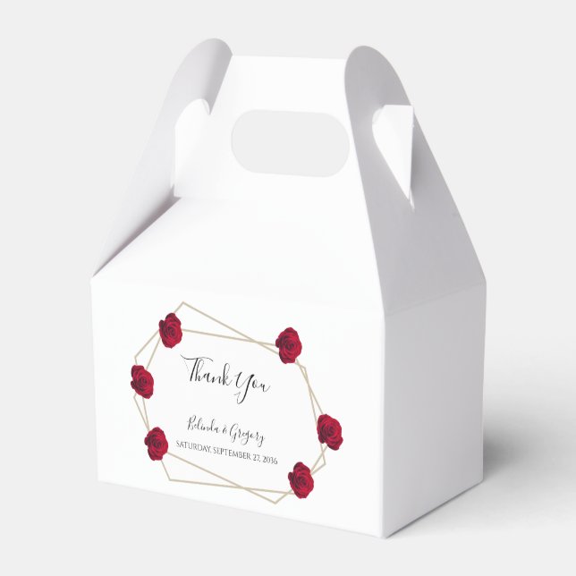 Hochzeit der geometrischen Rote Rose Geschenkschachtel (Vorderseite)