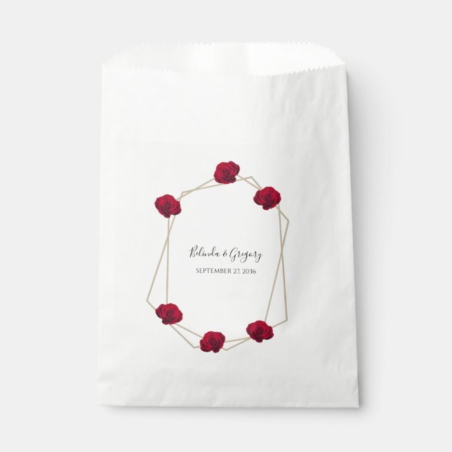 Hochzeit der geometrischen Rote Rose Geschenktütchen (Vorderseite)