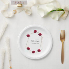 Hochzeit der geometrischen Rote Rose Pappteller