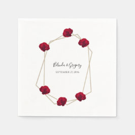 Hochzeit der geometrischen Rote Rose Serviette