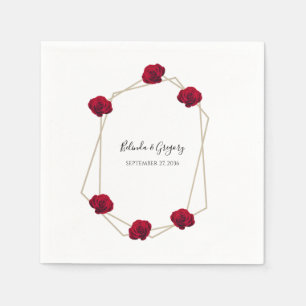 Hochzeit der geometrischen Rote Rose Serviette