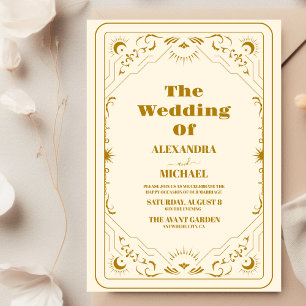 Hochzeit der Gold Sun and Moon Tarot Card Einladung