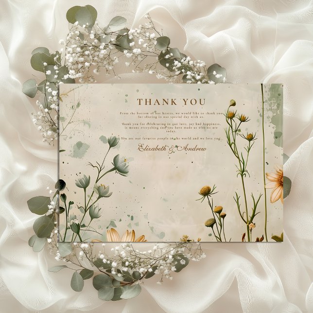 Hochzeit der Goldenen Wiese-Wildblume Dankeskarte (Von Creator hochgeladen)