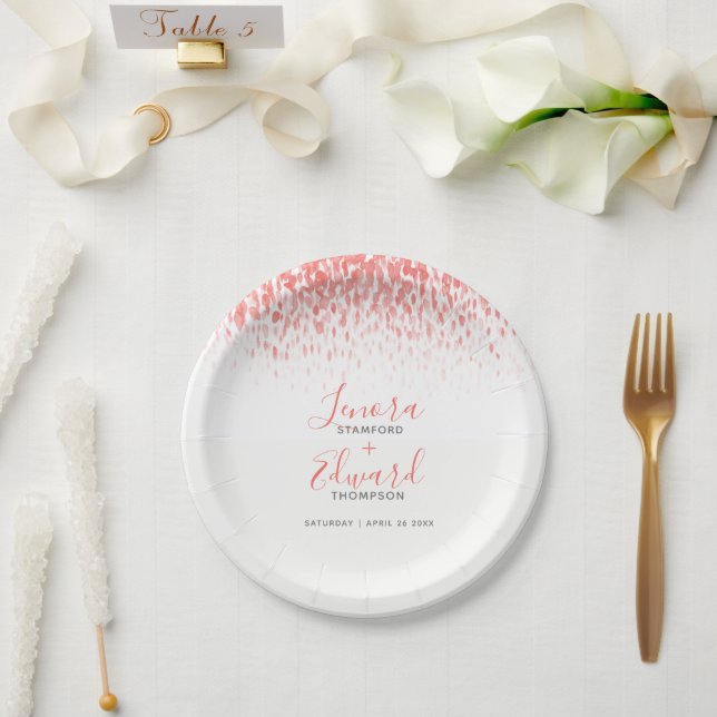 Hochzeit der grauen Korallenhochzeit mit Duschkask Pappteller (Hochzeit)