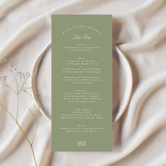 Hochzeit der Grünen Kalligraphie Menükarte (Von Creator hochgeladen)
